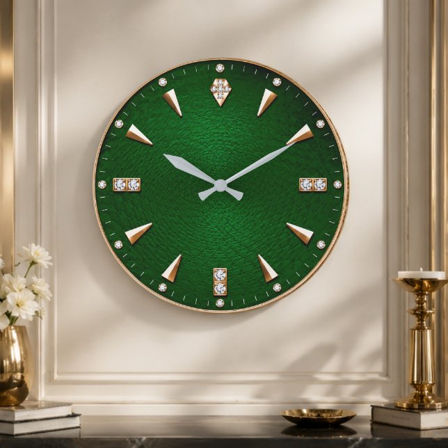 Luxury Emerald Green Diamond  Premium Gold Stor Klocka (Skapare uppladdad)