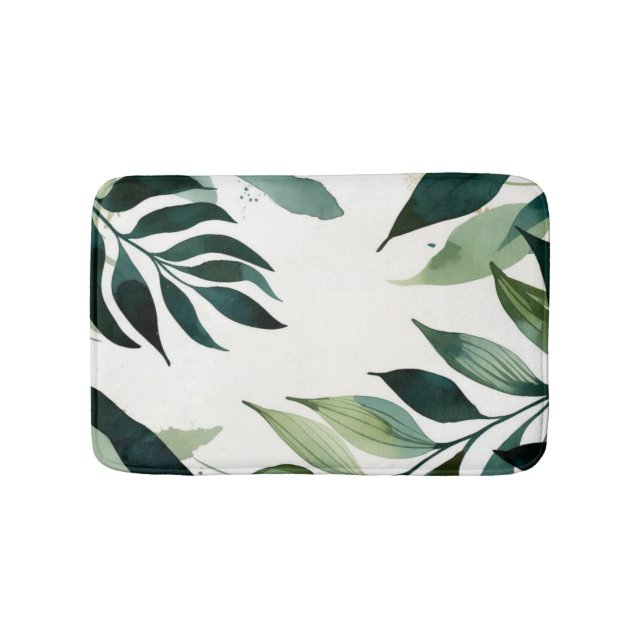 Luxury Emerald Green Gold Botanical Bath Mat Badrumsmatta (Framsidan)