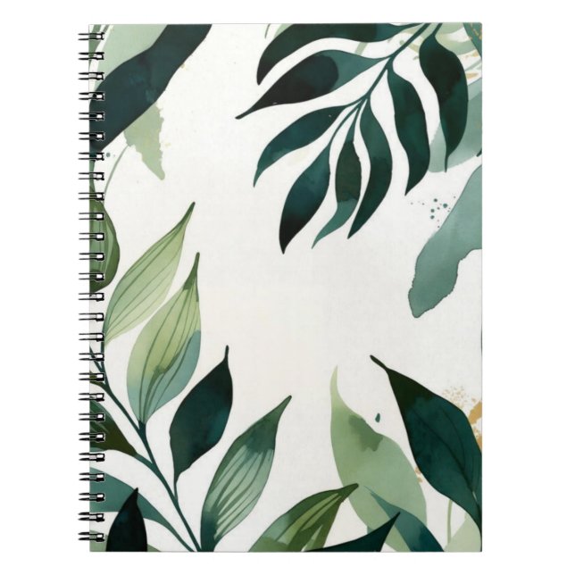 Luxury Emerald Green & Gold Botanical Notebook Anteckningsbok (Framsidan)