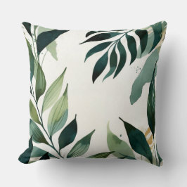 Luxury Emerald Green Gold Botanical Throw Pillow Kudde