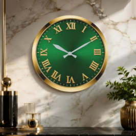 Luxury Emerald Green & Gold Modern Minimalist Stor Klocka