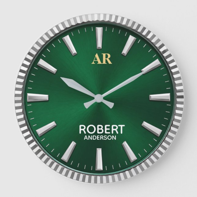 Luxury Emerald Green Minimalist  Stor Klocka (Framsida)