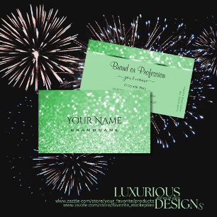 Luxury Emerald Grönt Glitter Luminous Stars Moder Visitkort
