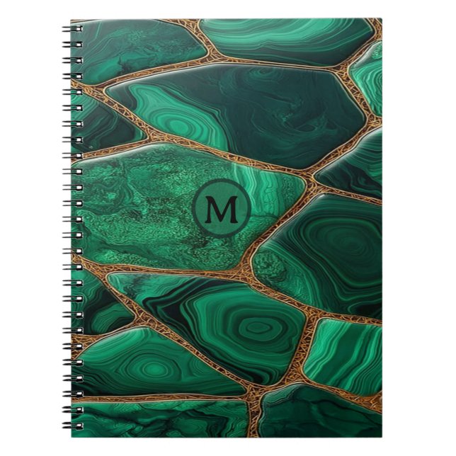 Luxury Emerald Malachite Green Marble Abstract Anteckningsbok (Framsidan)