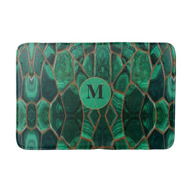 Luxury Emerald Malachite Green Marble Abstract Badrumsmatta (Framsidan)