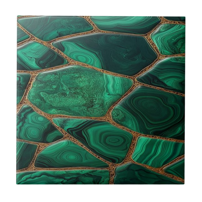 Luxury Emerald Malachite Green Marble Abstract Kakelplatta (Framsidan)