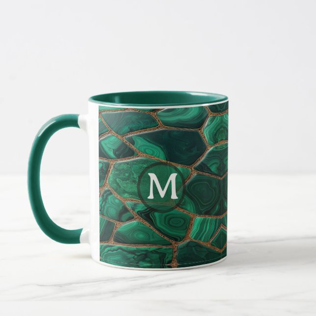 Luxury Emerald Malachite Green Marble Abstract Mugg (Vänster)