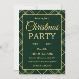 Luxury Emerald Tartan Plaid Christmas Party Inbjudningar