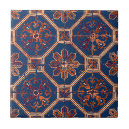 Luxury Ethnic Tile Mönster | Blå och Orange Kakelplatta