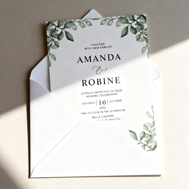 Luxury Eucalyptus Greenery Wedding Invitation Inbjudningar (Skapare uppladdad)