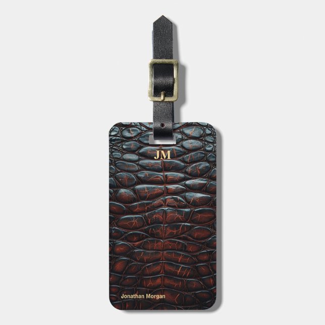 Luxury Executive Monogram Premium Leather  Bagagebricka (Vertikal Framsida)