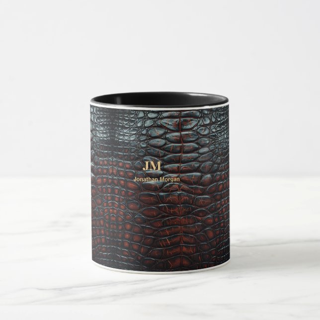 Luxury Executive Monogram Premium Leather  Mugg (Center)