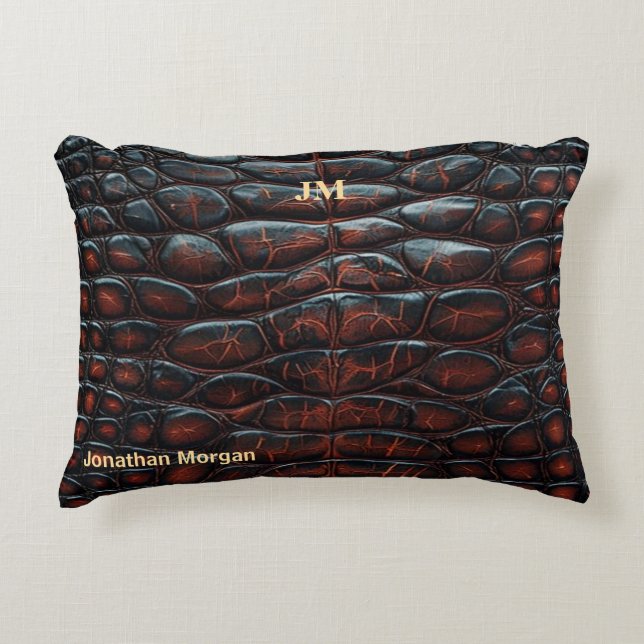 Luxury Executive Monogram Premium Leather  Prydnadskudde (Framsidan)
