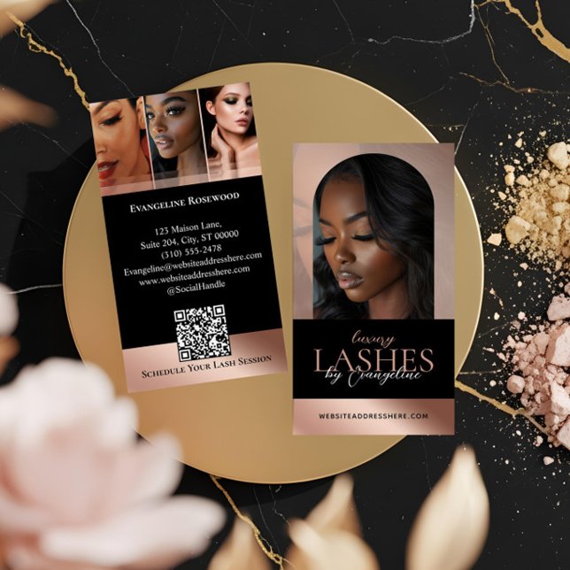Luxury Eye Lashes Extensions Arch Photo Black Pink Visitkort (Luxury Eye Lashes Extensions Arch Photo Black Pink Business Card)