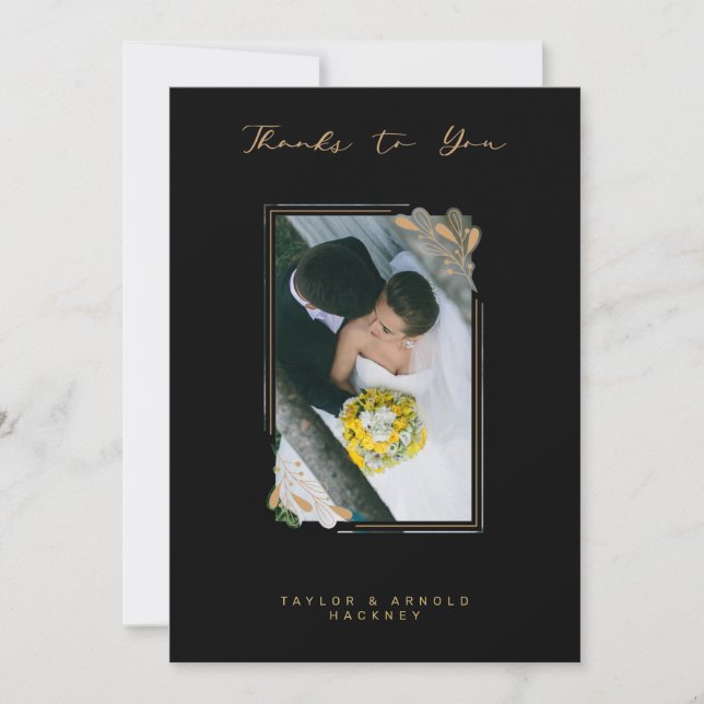 Luxury Fake Golden Grenar Finare Calligraphy Tack Kort (Framsida)