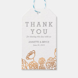 Luxury Faux Gold Foil Blommigt Bröllop Tack Presentetikett