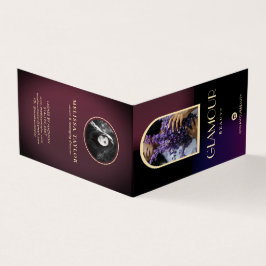 Luxury Faux Gradient Violet och Burgundy 2 Foton Visitkort