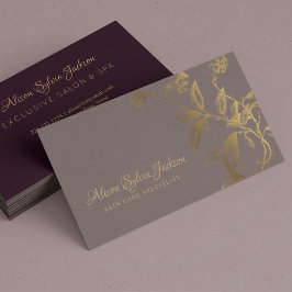 Luxury faux guld foil damsty lila skönhet salong visitkort