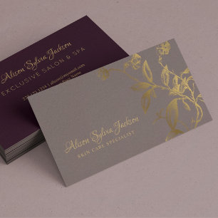 Luxury faux guld foil damsty lila skönhet salong visitkort