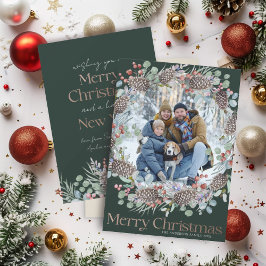 Luxury Faux Guld & Grönt God jul Julkort