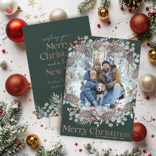 Luxury Faux Guld & Grönt God jul Julkort