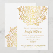 Luxury Faux Guld Mandala White Baby Shower