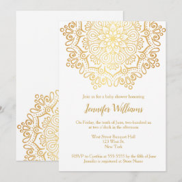 Luxury Faux Guld Mandala White Baby Shower Inbjudningar