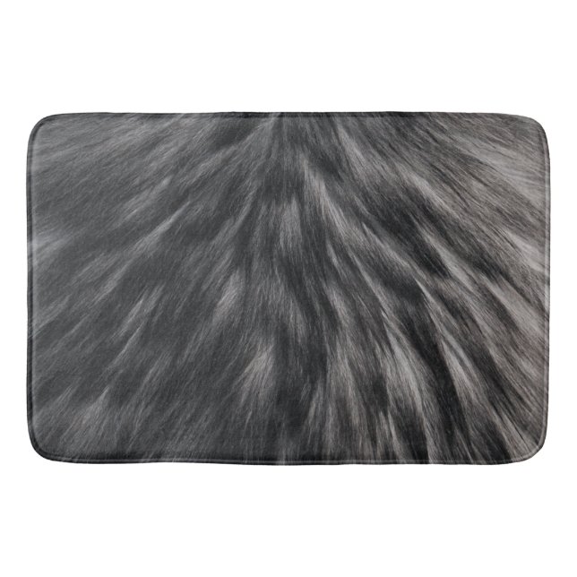Luxury Faux Päls Print Black Grått Mink Animal Hai Badrumsmatta (Framsidan)