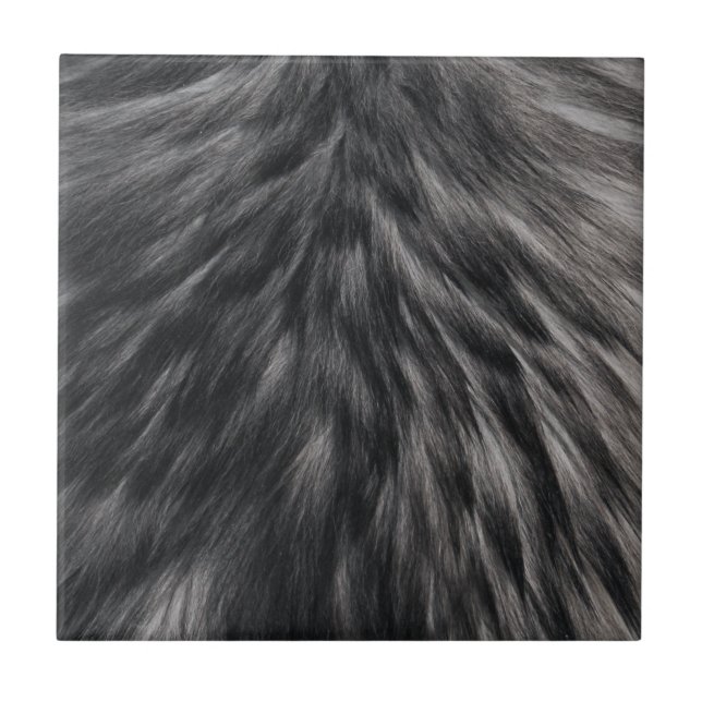 Luxury Faux Päls Print Black Grått Mink Animal Hai Kakelplatta (Framsidan)
