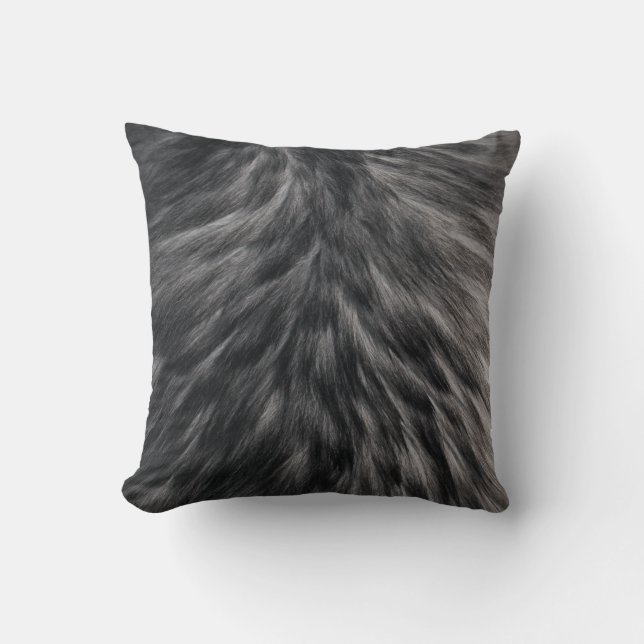 Luxury Faux Päls Print Black Grått Mink Animal Hai Kudde (Framsida)