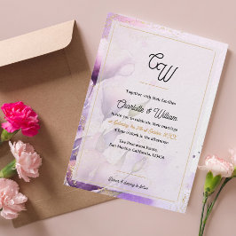 Luxury Faux Vellum Monogram Floral Wedding Invite Inbjudningar