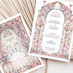 Luxury Filigree Rococo Bröllop Blommigt Arch Inbjudningar