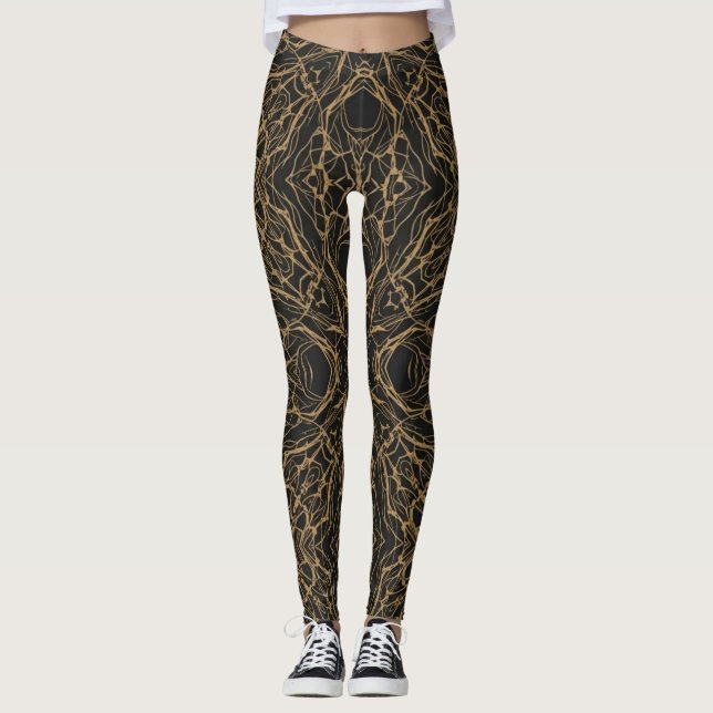 Luxury Flat Gold Geode Mosaic  Leggings (Framsida)