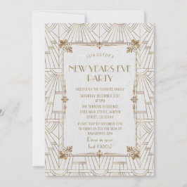 Luxury Fleur-de-Lis Guld Art Deco - nytt år Party Inbjudningar
