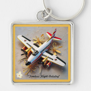 "Luxury Flight Designs" Fyrkantig Silverfärgad Nyckelring
