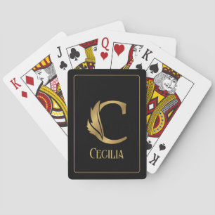 Luxury flora C i guld på svart Casinokort