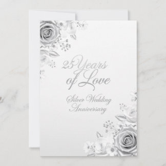 Luxury Floral 25th Wedding Anniversary Card Julkort