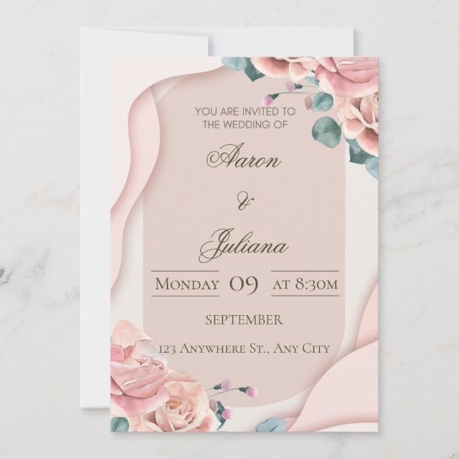 Luxury Floral Wedding Invitation Inbjudningar (Framsida)