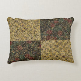 Luxury Flowers and Gold Pattern ,Gold Black Red  Prydnadskudde