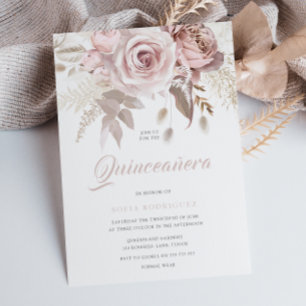 Luxury Flowers Elegant Quinceanera Inbjudningar