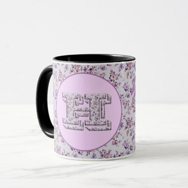 Luxury Flowers Monogram H Mugg (Framsida vänster)