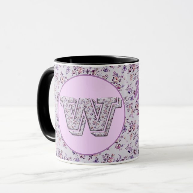 Luxury Flowers Monogram W Mugg (Framsida vänster)