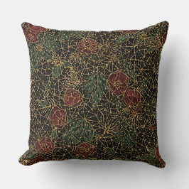 Luxury Flowers Pattern,Gold Black Red Green Kudde