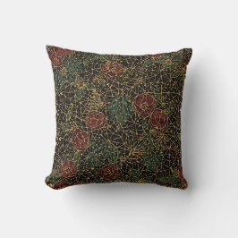 Luxury Flowers Pattern,Gold Black Red Green Kudde