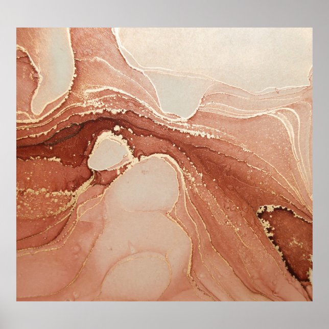 Luxury Fluid Art: Marble-Bläck Fusion Poster (Framsidan)