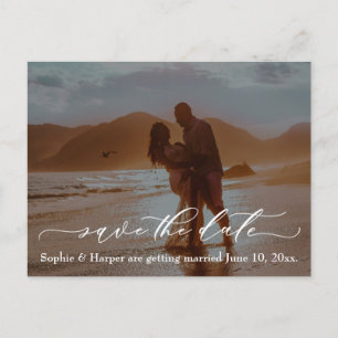 Luxury Font Typography Romantic Beach Photo Vykort