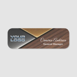 Luxury Geometric Wood Metal Name Tag Namnbricka