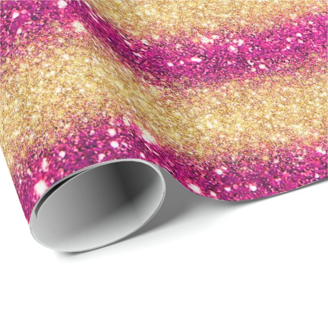 Luxury Gift Popular Rosa Guld Glitter Presentpapper (Rullad Hörn)