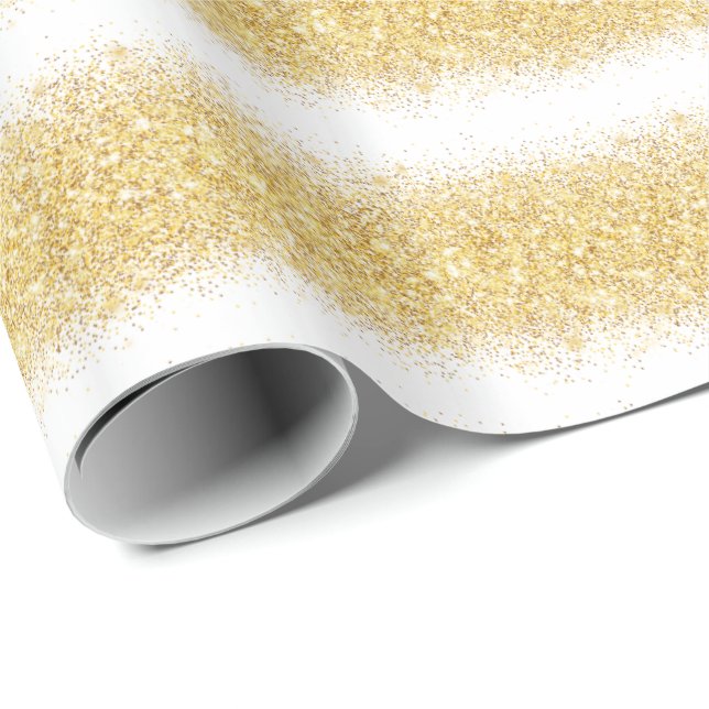 Luxury Gift Popular White Guld Glitter Presentpapper (Rullad Hörn)