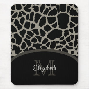 Luxury Giraffe Print Elegant Monogram och Namn Musmatta